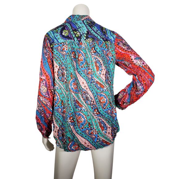 Maeve Anthropologie Womens Sz Small Collared Button Up Long Sleeve High Low Top - Picture 2 of 7